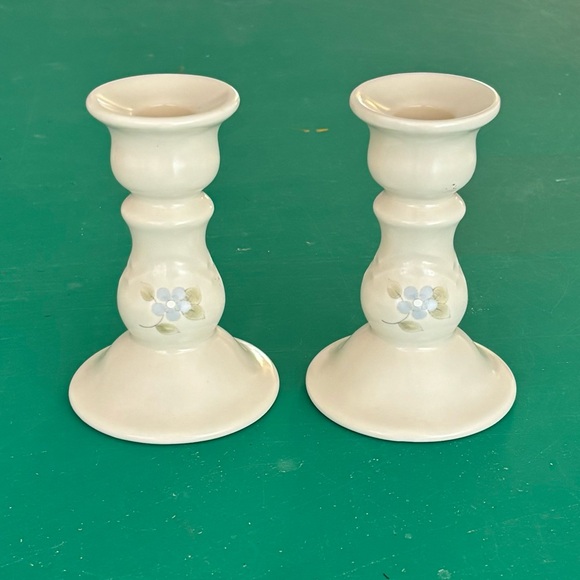 Vintage Pfaltzgraff Tea Rose set of candle taper holders - Picture 2 of 5